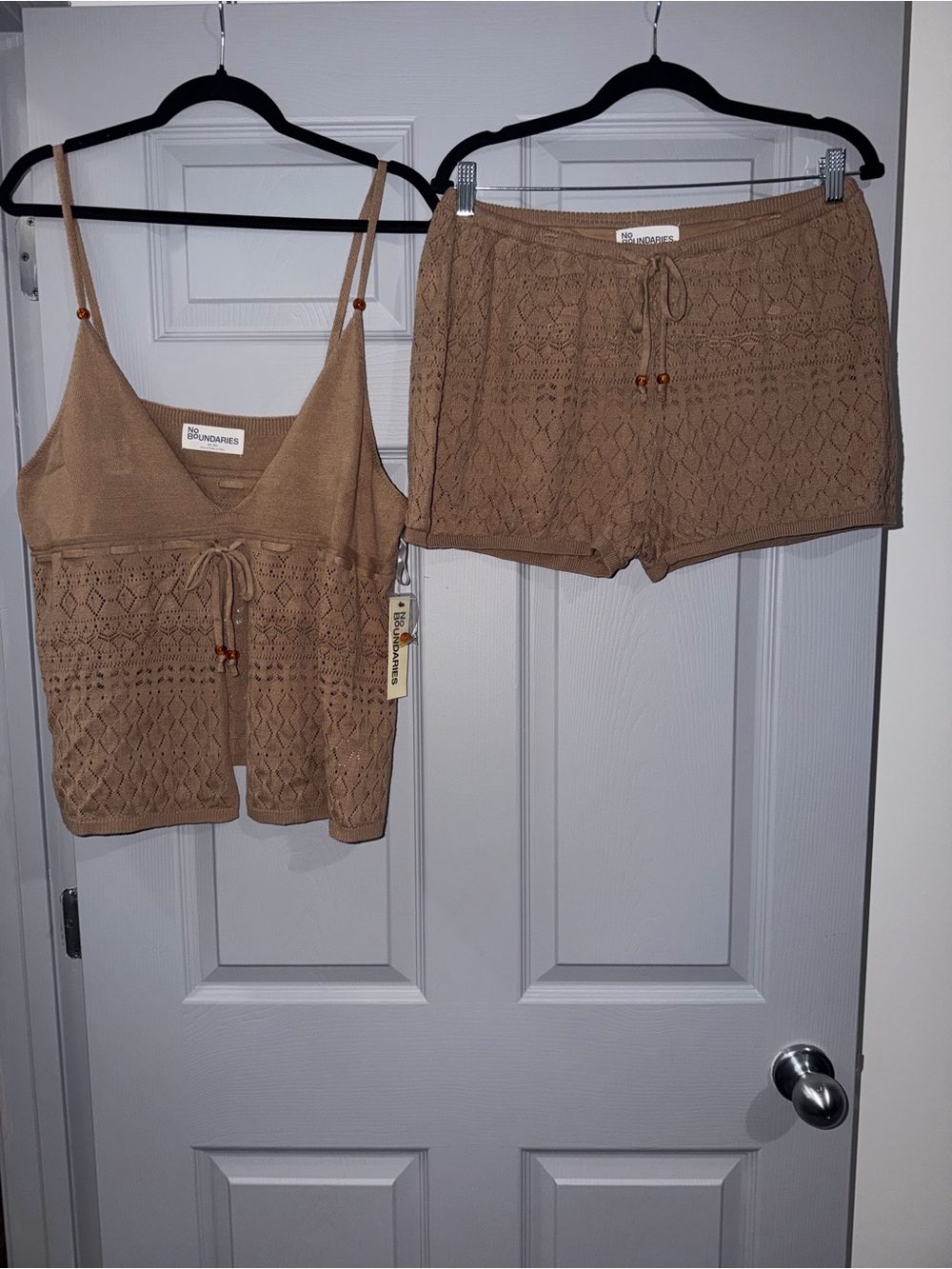 No Boundaries Knit Cami and Shorts Set in Taupe